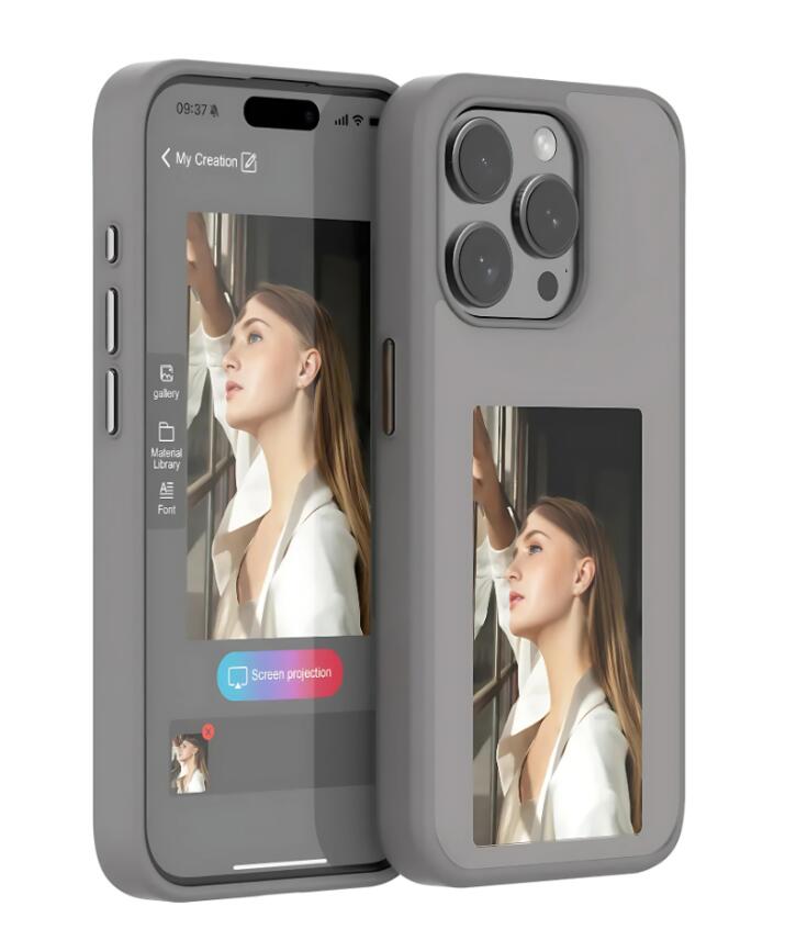 E-Ink phone case by Govee RGBIC featuring a sleek design with visible textured surface and electronic display elements.