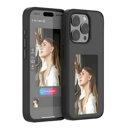 E-Ink phone case by Govee RGBIC featuring a sleek, black design with a textured surface and precise cutouts for buttons and camera.