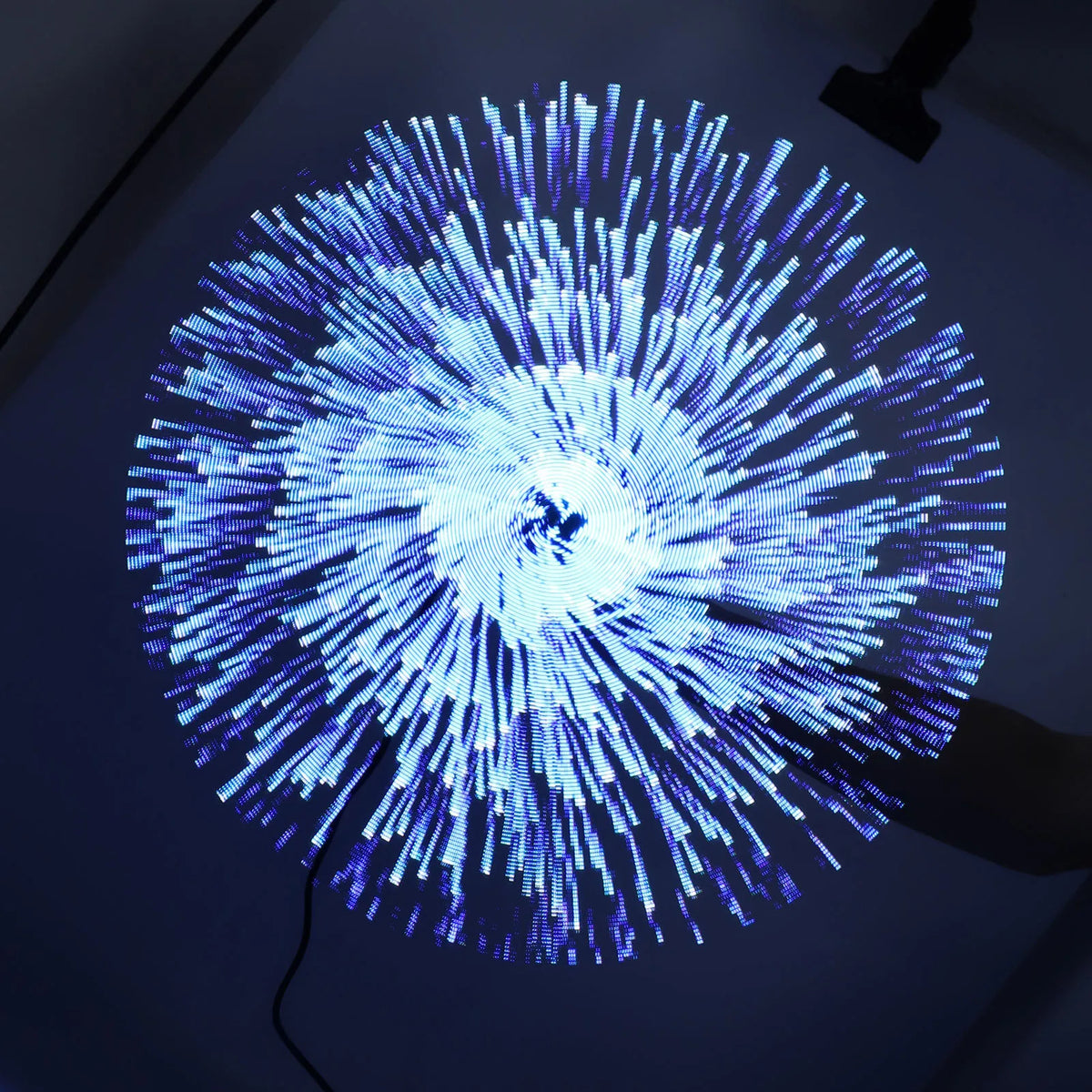 Govee RGBIC Floor Lamp with 3D hologram fan displaying vibrant LED light beads and dynamic visual effects