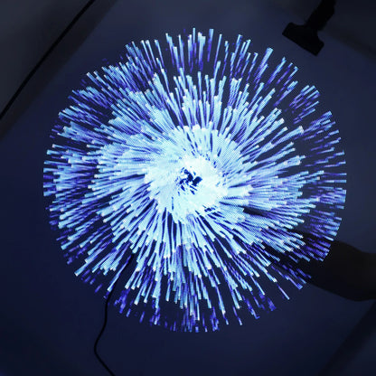 Govee RGBIC Floor Lamp with 3D hologram fan displaying vibrant LED light beads and dynamic visual effects